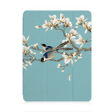 front view of personalized iPad case with pencil holder and Birds design