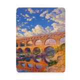 front view of personalized iPad case with pencil holder and France  Famous Attractions design