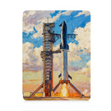 front view of personalized iPad case with pencil holder and Elon Musk SpaceX design