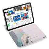  the VistaCase Personalized iPad Slim Fit Case with Marble Art design,  Designed with convenience in mind, the case automatically wakes your iPad when opened and puts it to sleep when closed.