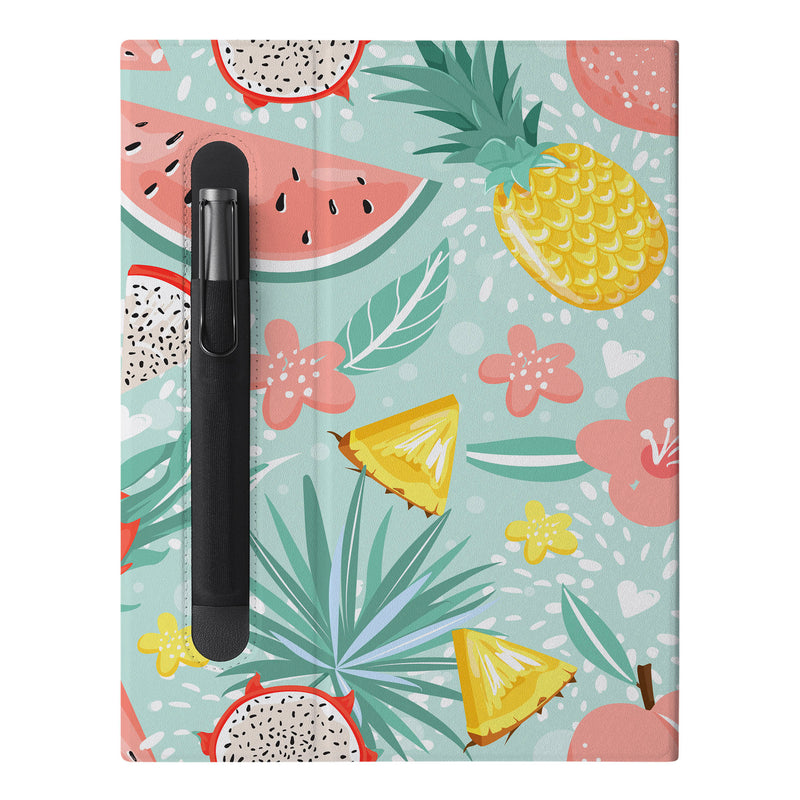 The Personalized VistaCase reMarkable Pen Holder Case with Tropical Fruits design features a built-in Marker pen holder,