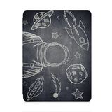 front and back view of personalized iPad case with pencil holder and Astronaut Space design