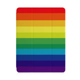 front and back view of personalized iPad case with pencil holder and Rainbow design