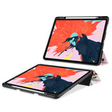 movie and keyboard stand view of personalized iPad case with pencil holder and Flamingo design - swap