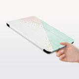 a hand is holding the Personalized Samsung Galaxy Tab Case with Simple Scandi Luxe design