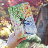 a girl holding personalized RFID blocking passport travel wallet with Watercolor Flower design